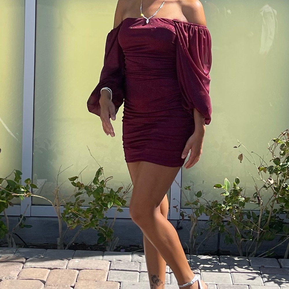 Homecoming Dress- Shimmer Burgundy